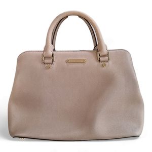 Michael Kors Savannah Satchel Beige Purse Leather Medium 38H7GS7S2SL
